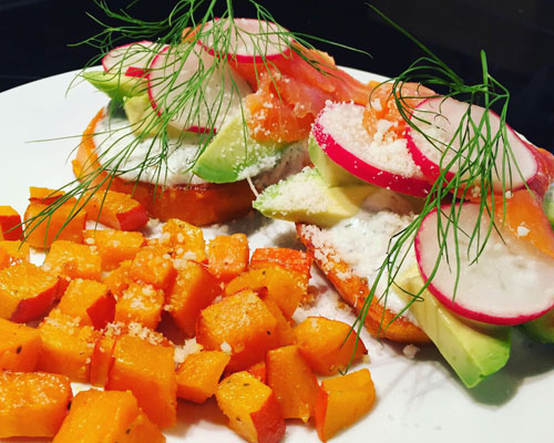 chefmock mietkoch lachshaeppchen mit suesskartoffel