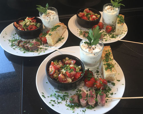 chefmock mietkoch steakspiess mit salat